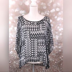 Black and white sheer blouse